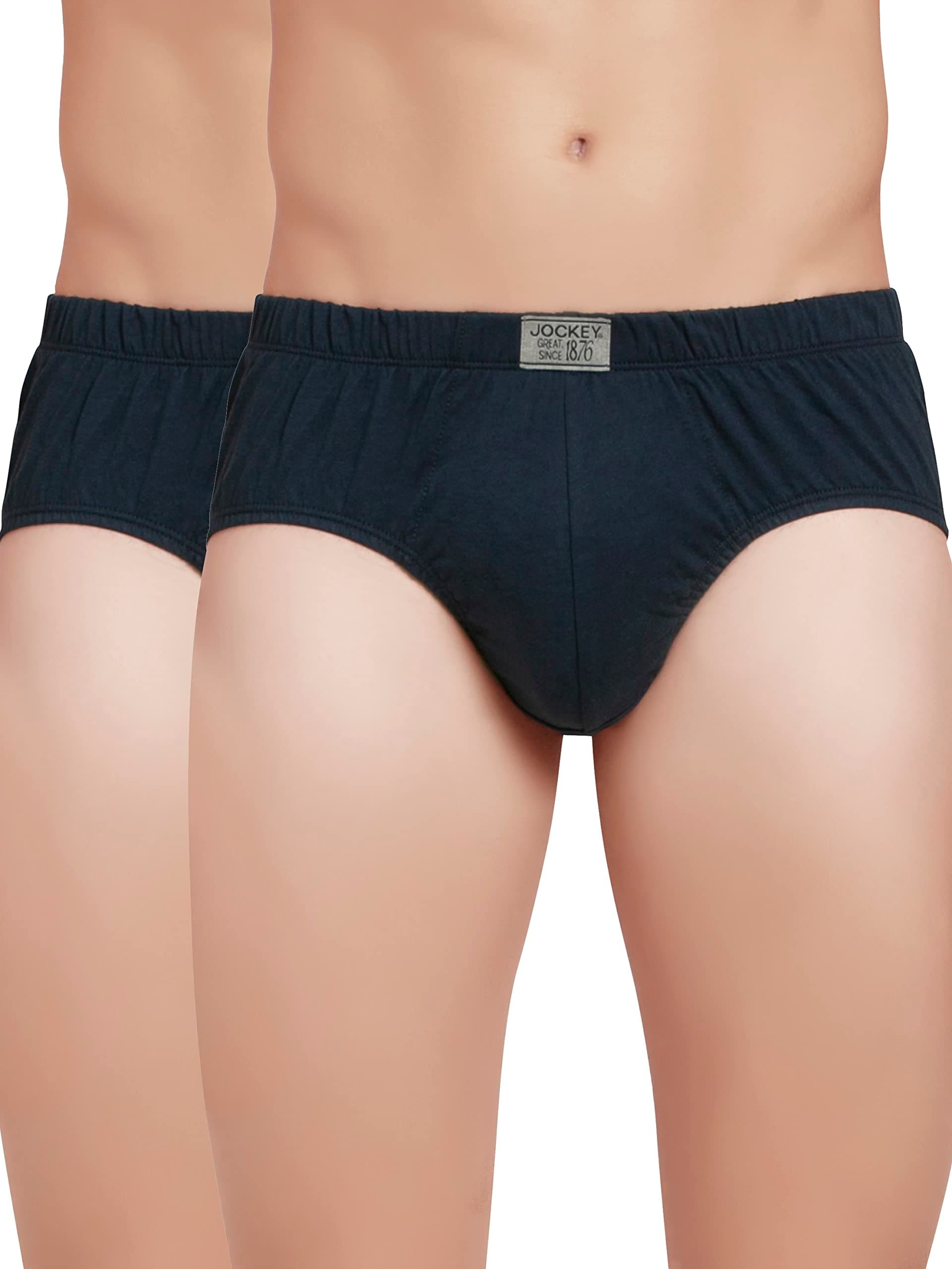 Jockey Men's Super Combed Cotton Poco Briefs with Durable concealed waistband (Pack of 2) 8035_Navy_S
