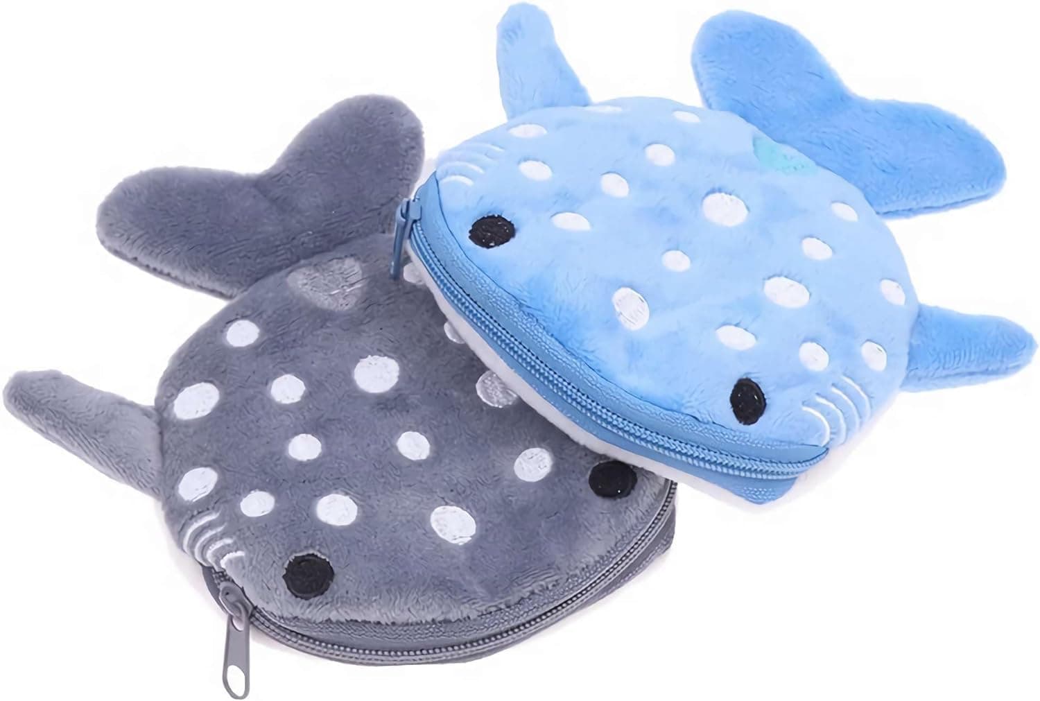 2Pcs Cute Whale Shark Coin Purse, Shark Wallet Novelty Purse Aesthetic Kawaii Accessories With Zipper Funny Small Plush Girls Wallet Women's Coin Purses and Pouches, 1