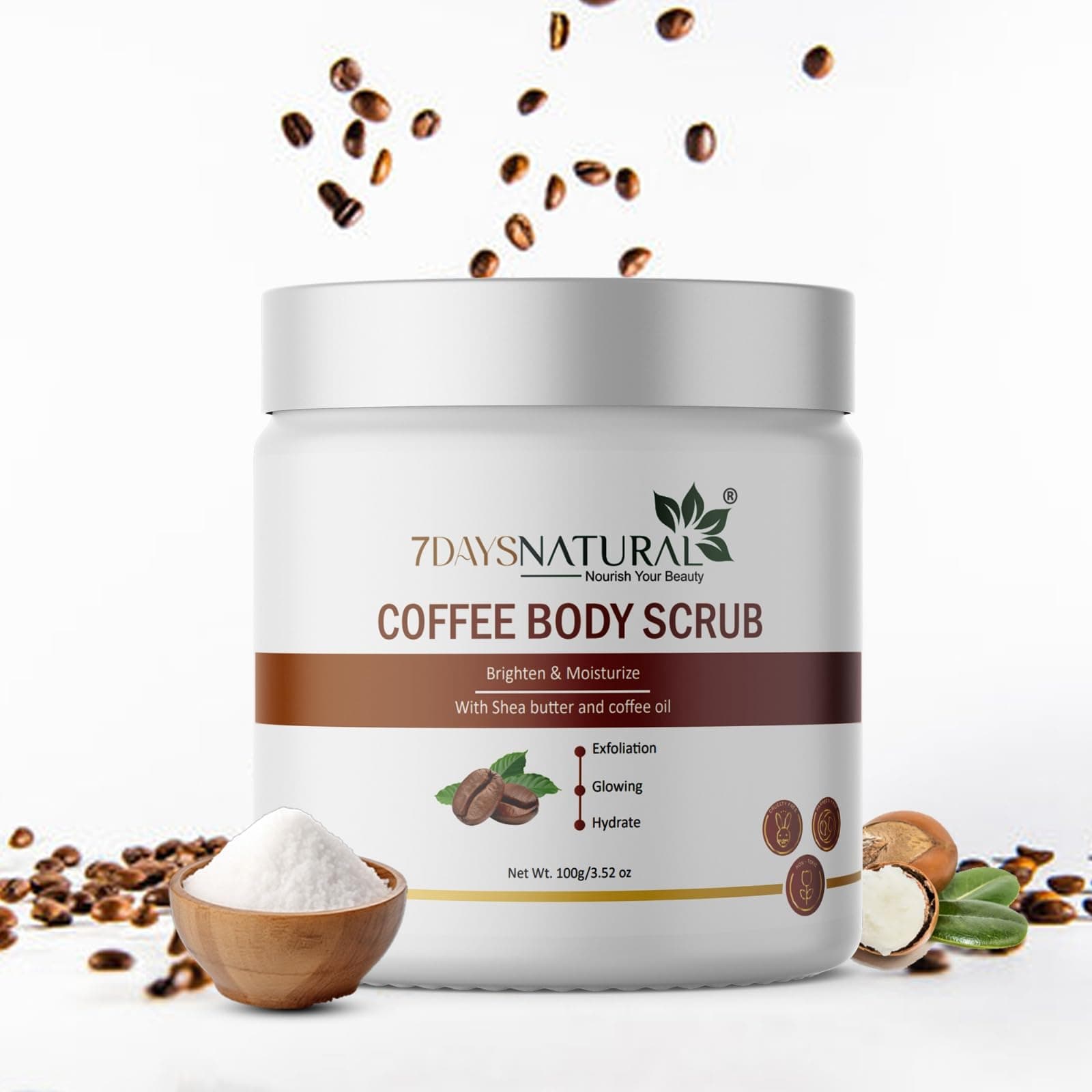 7DAYSNATURAL Coffee Body Scrub for Smooth & Refreshed Skin - 100 g