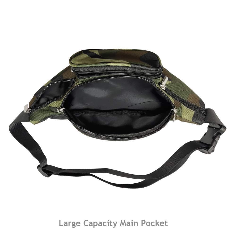 PRINTELLIGENT Military Waist Bag Pack with Adjustable Strap for Outdoor Sports Travel Sport Running (Unisex, Camouflage)