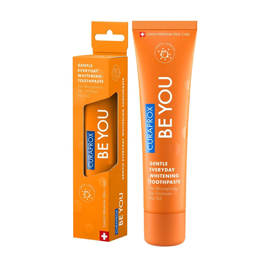 CURAPROX Be You Toothpaste By Dr. Reddy's|Gentle Everyday Whitening Toothpaste|Peach&Apricot Flavour|Microplastic Free,Triclosan Free,Fluoride -60Ml, Pack Of 1