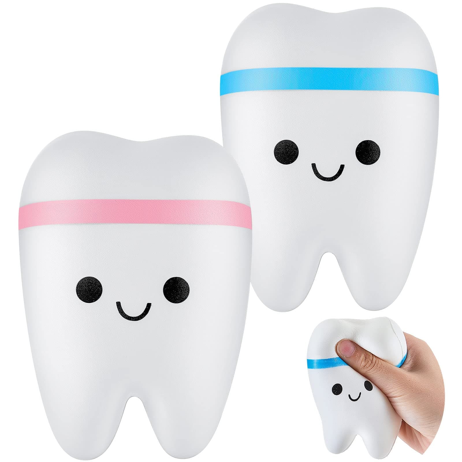 Hungdao 2 Pieces Jumbo Tooth Slow Rising Fake Tooth Anxiety Relieve Toy Dental Toys Dental Assistant Gifts for Stress Relief Teens, Adults(Classic)