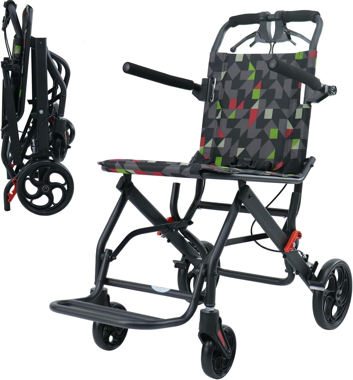 Veayva 7.5 kg aluminum Portable Folding Wheel chair, Travel Wheelchair with handbrake, Super Ultra-Light Wheel chair Stable structure