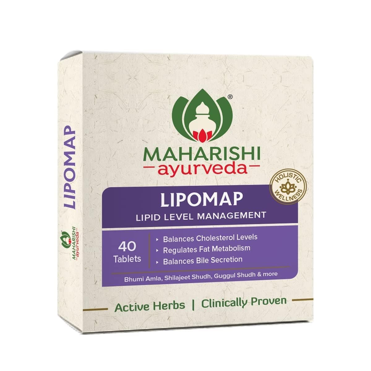 Maharishi Ayurveda Lipomap | Ayurvedic Medicine for Cholesterol Management| Highly Effective Herbs | Assists in managing daily stress | 40 Tablets Pack of 1