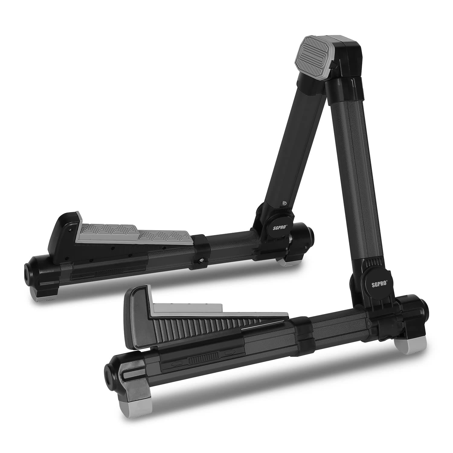 SGPRO Guitar Stand fo Acoustic Classic Electric Guitars and Bass Guitars, Foldable A Shape Strong Alloy Frame Metal Adjustable Back Support and Bottom Support Position