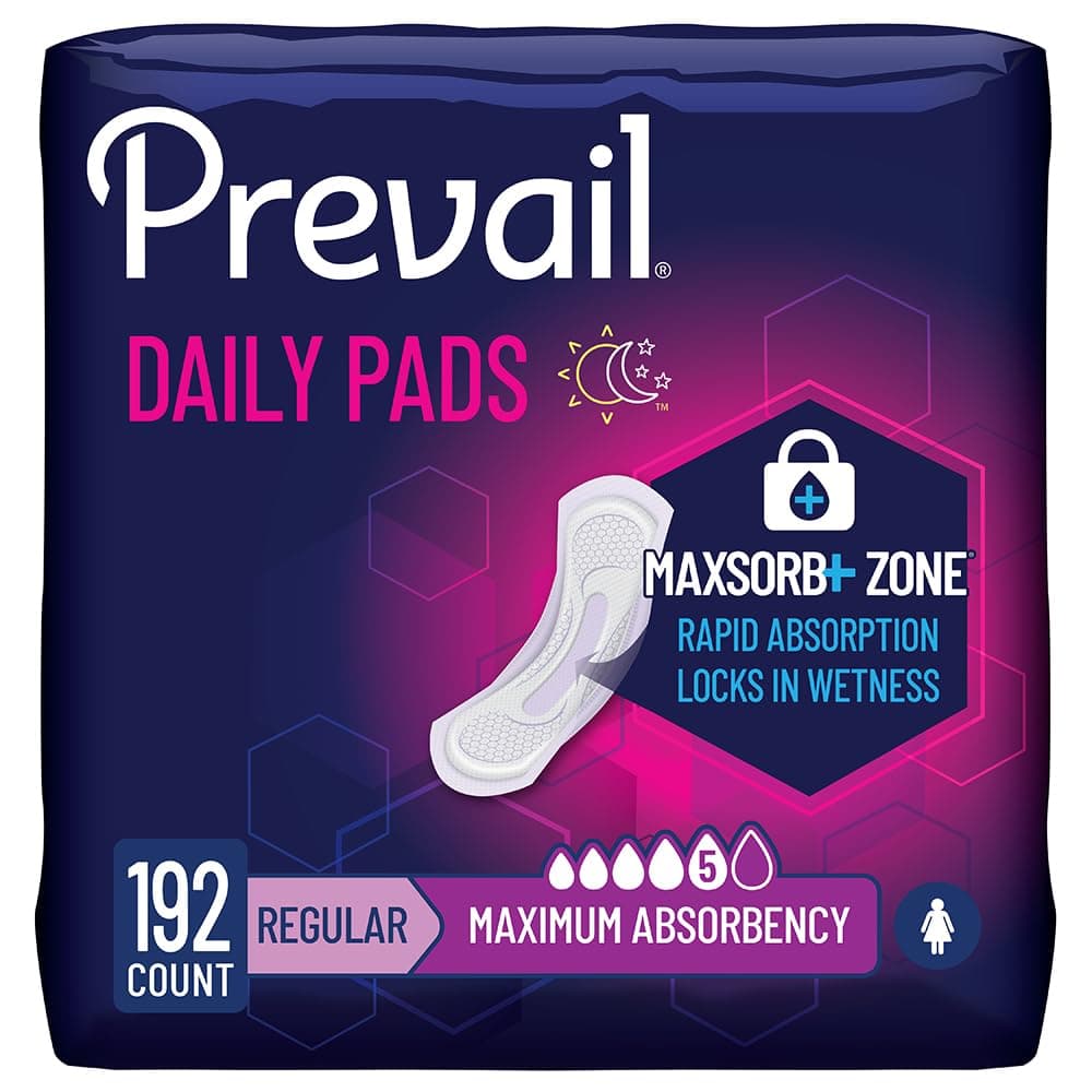Prevail Maximum Absorbency Incontinence Bladder Control Pads, Regular, 48-Count (Pack of 4)