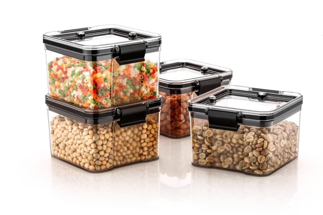 TEKCOOL Air Tight Kitchen Containers Set (Pack of 6, 700 ML) for Storage Pulses, Cereals, Grains, Dry Fruits, Pantry Organization and More, Food Grade, BPA Free, Stackable, Transparent:-