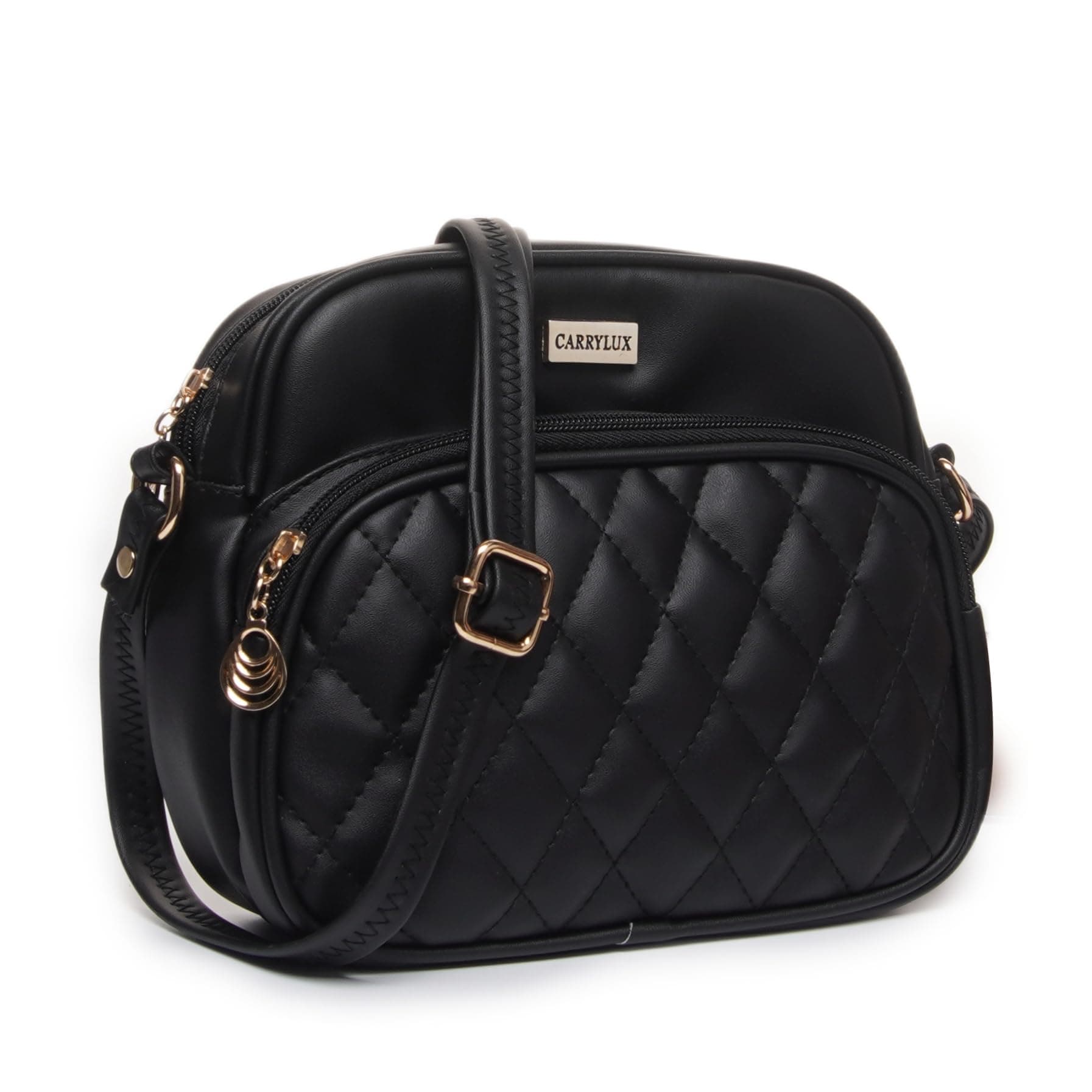 Carrylux Quilted Crossbody Sling Bag Girls/Women, Black