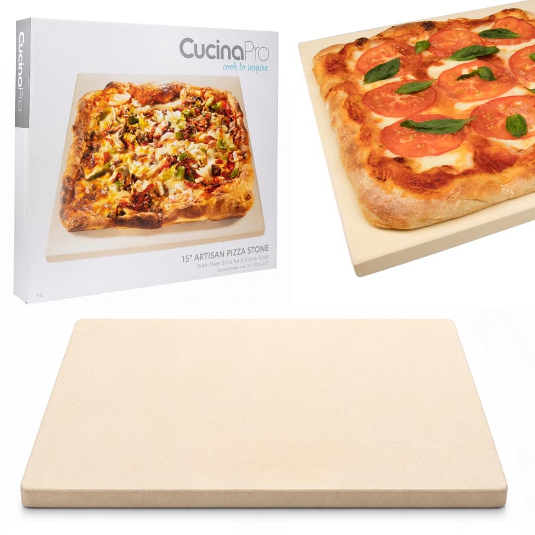 Rectangular Pizza Stone- Professional Grade Baking Stone for Oven or Grill- XL Size 16" x 14"