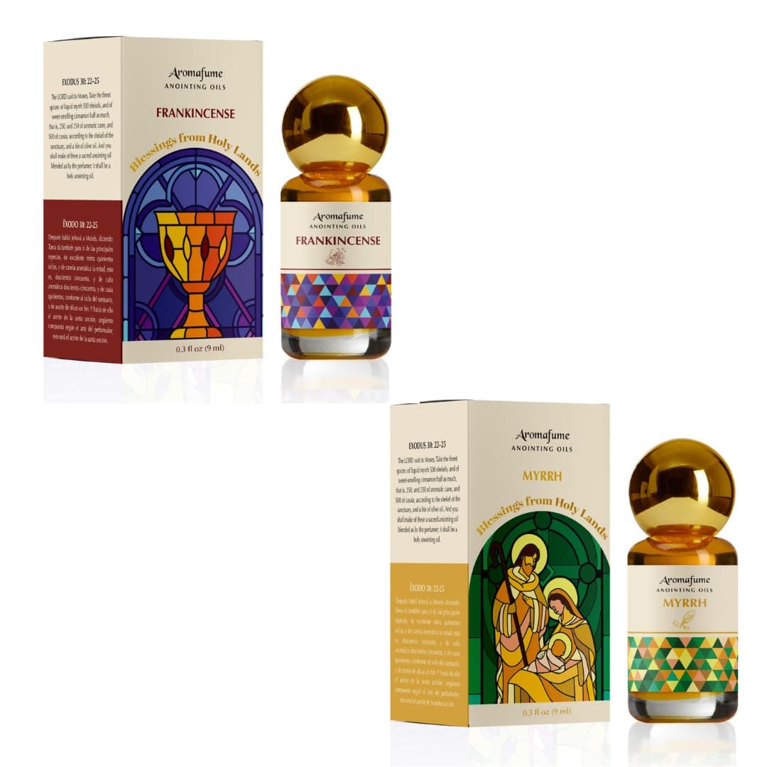 Frankincense & Myrrh Anointing Oil 9ml (0.3 fl oz.)| Blessings from The Holy Lands | Blessed from Jerusalem with Biblical Spices | Christian Gifts | Holy Oil for Prayer and Protection