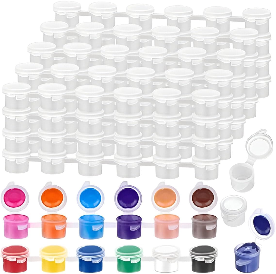 Lansing 72 Pieces Empty Paint Pots – 12 Strips of Acrylic Mini Paint Containers with Secure Lids – Perfect for Organizing and Storing Paints in Classrooms, School Arts and Crafts Activities