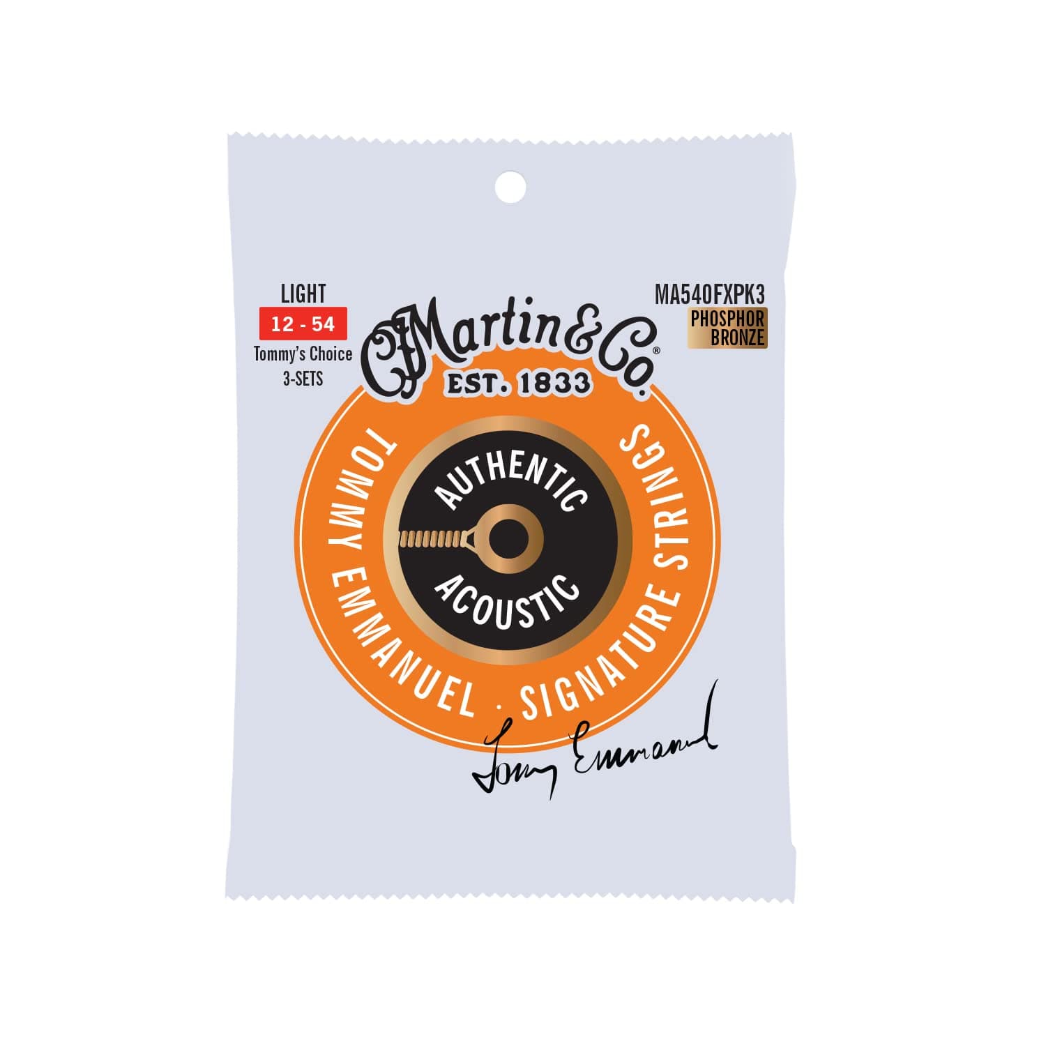 Authentic Acoustic Flexible Core MA540 3 Pack Phosphor Bronze Light Acoustic Guitar Strings