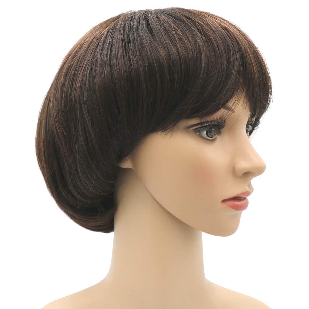 NEWPECK Afro Girls Cosplay Mushroom Wig Short Haircut with Fringe Bob Wig for Black Women