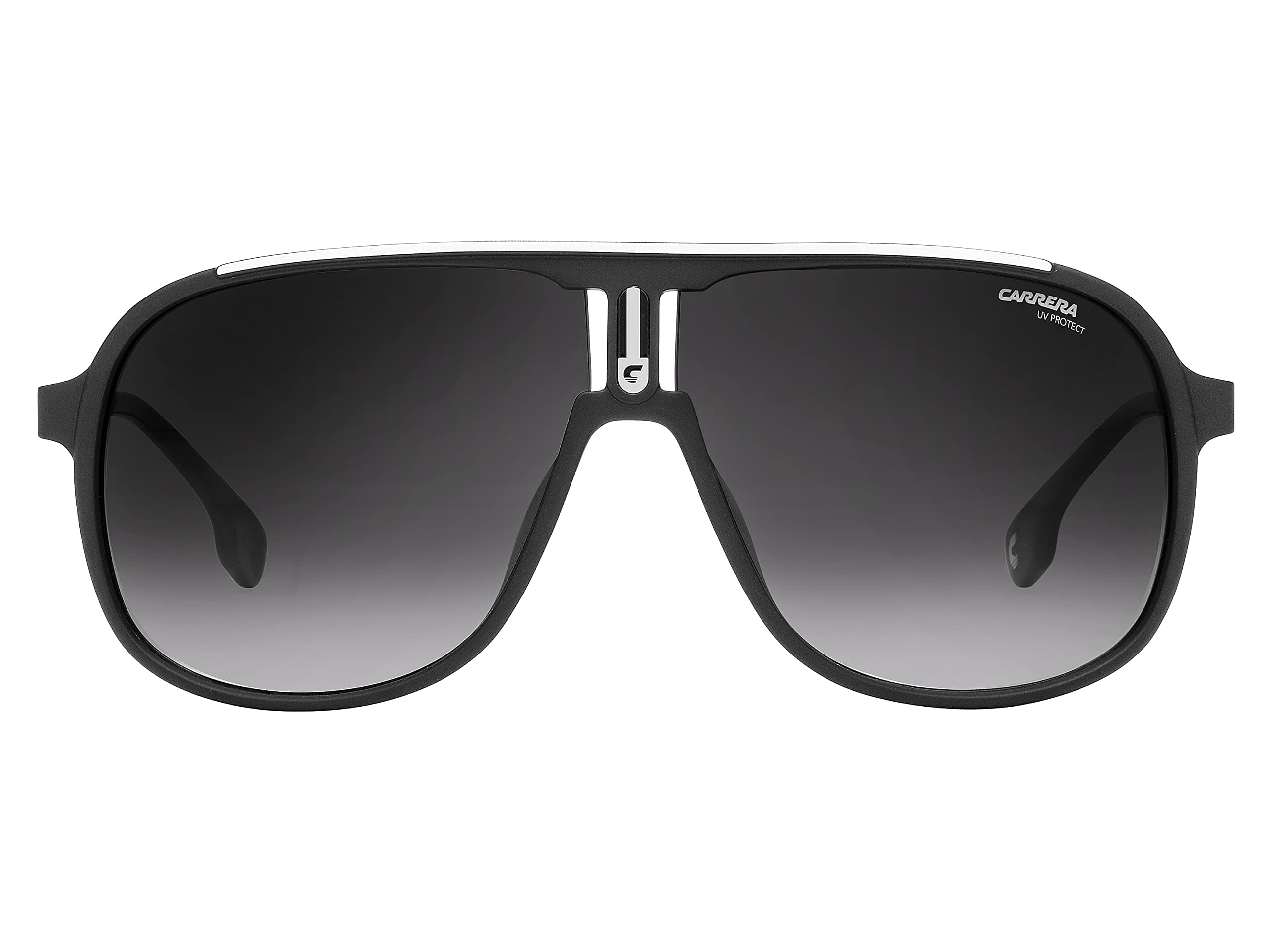 Carrera Dark Grey Shaded Lens Rectangular Sunglass Full-Rim Matte Black Frame - 200387003629O
