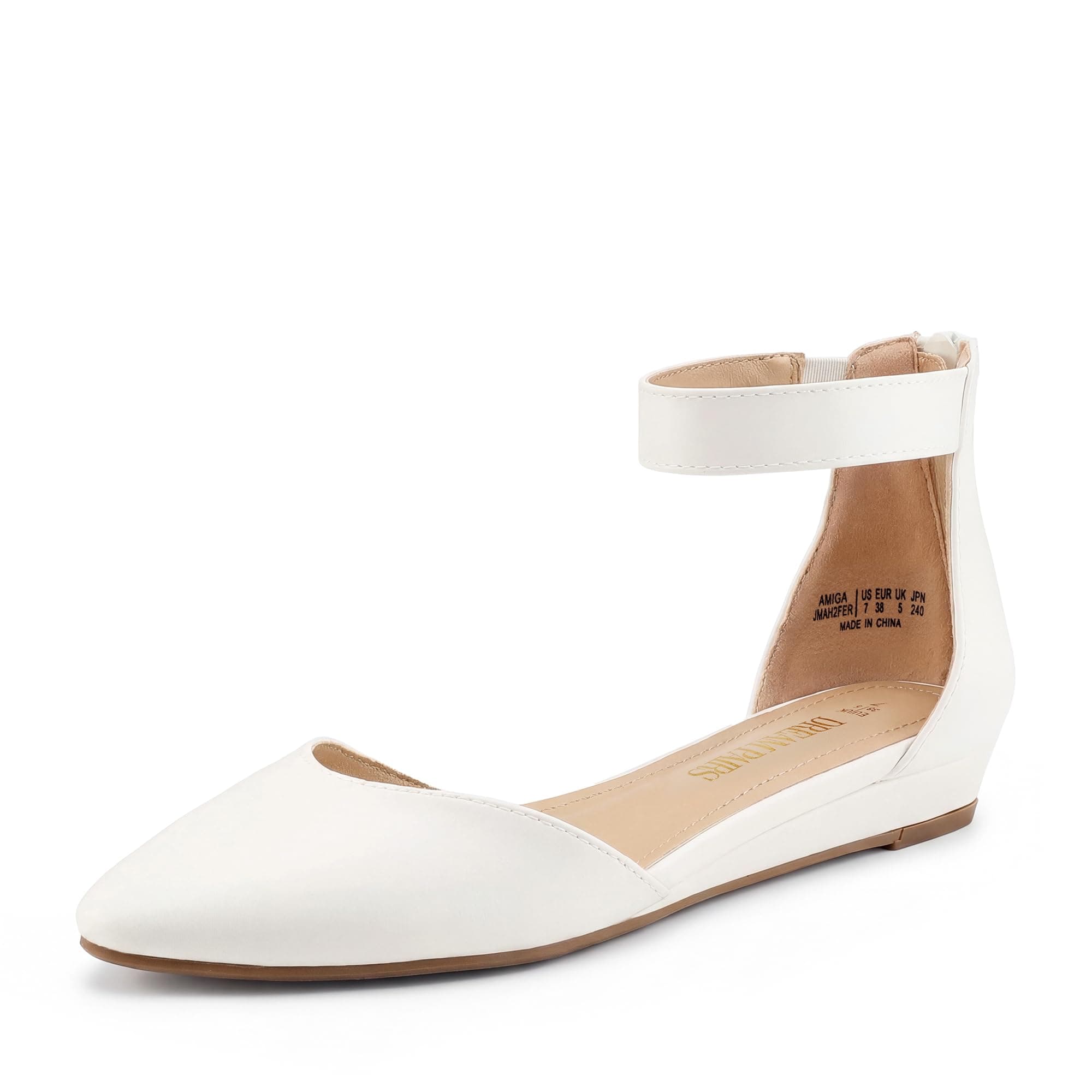 DREAM PAIRS Women's Low Wedge Ankle Strap Flats Shoes