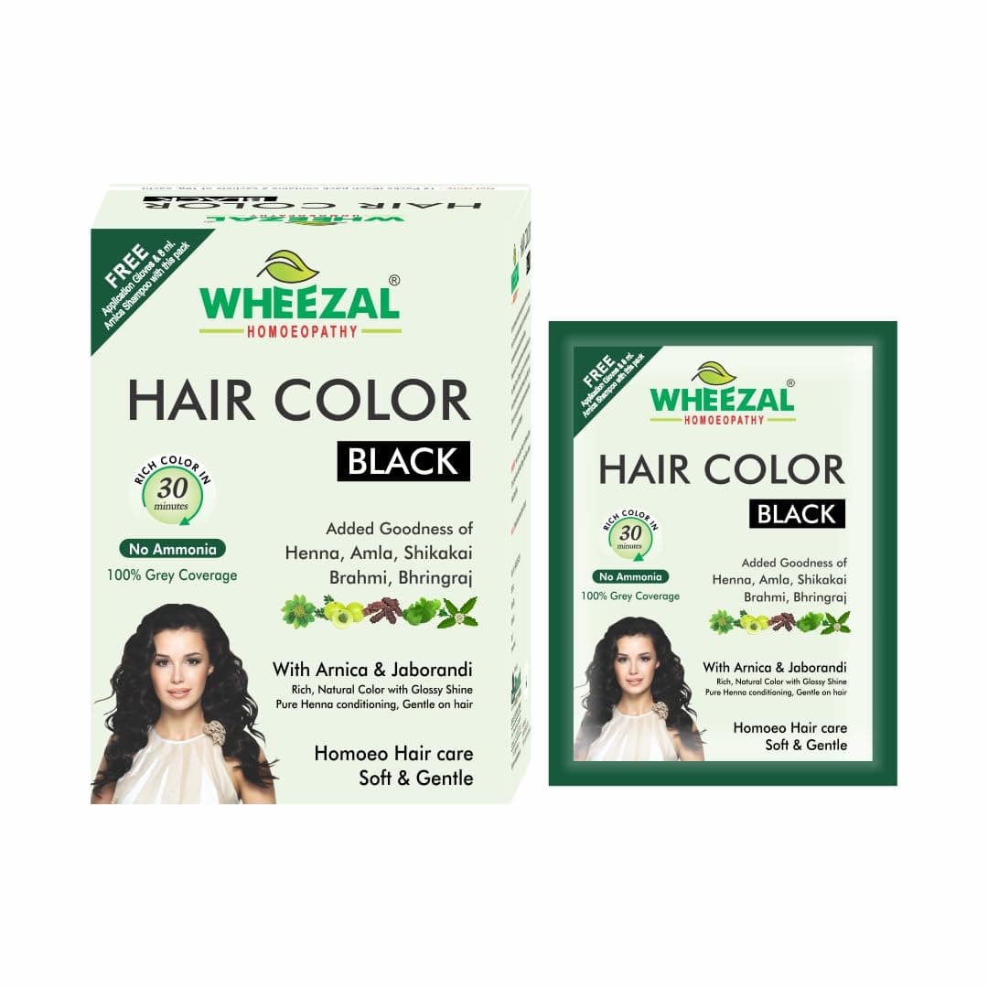 WHEEZAL Hair Color - Black, 1 POUCH(1 * 20 GM) (PACK OF FOUR)