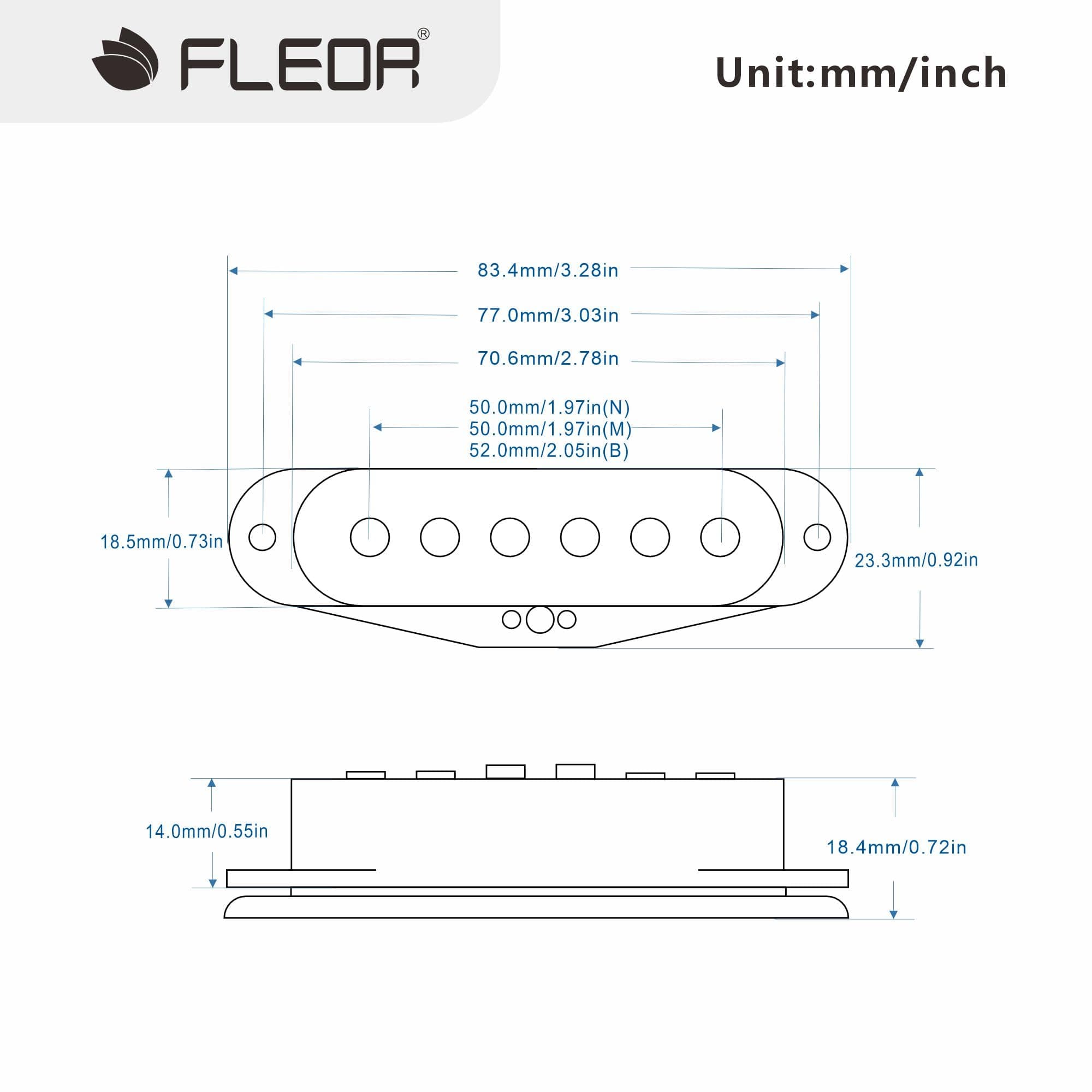 FLEOR Single Coil Pickup Alnico 5 Strat Pickups Guitar Neck/Middle/Bridge Pickups Staggered for Squier Stratocaster Pickups Replacement, Black