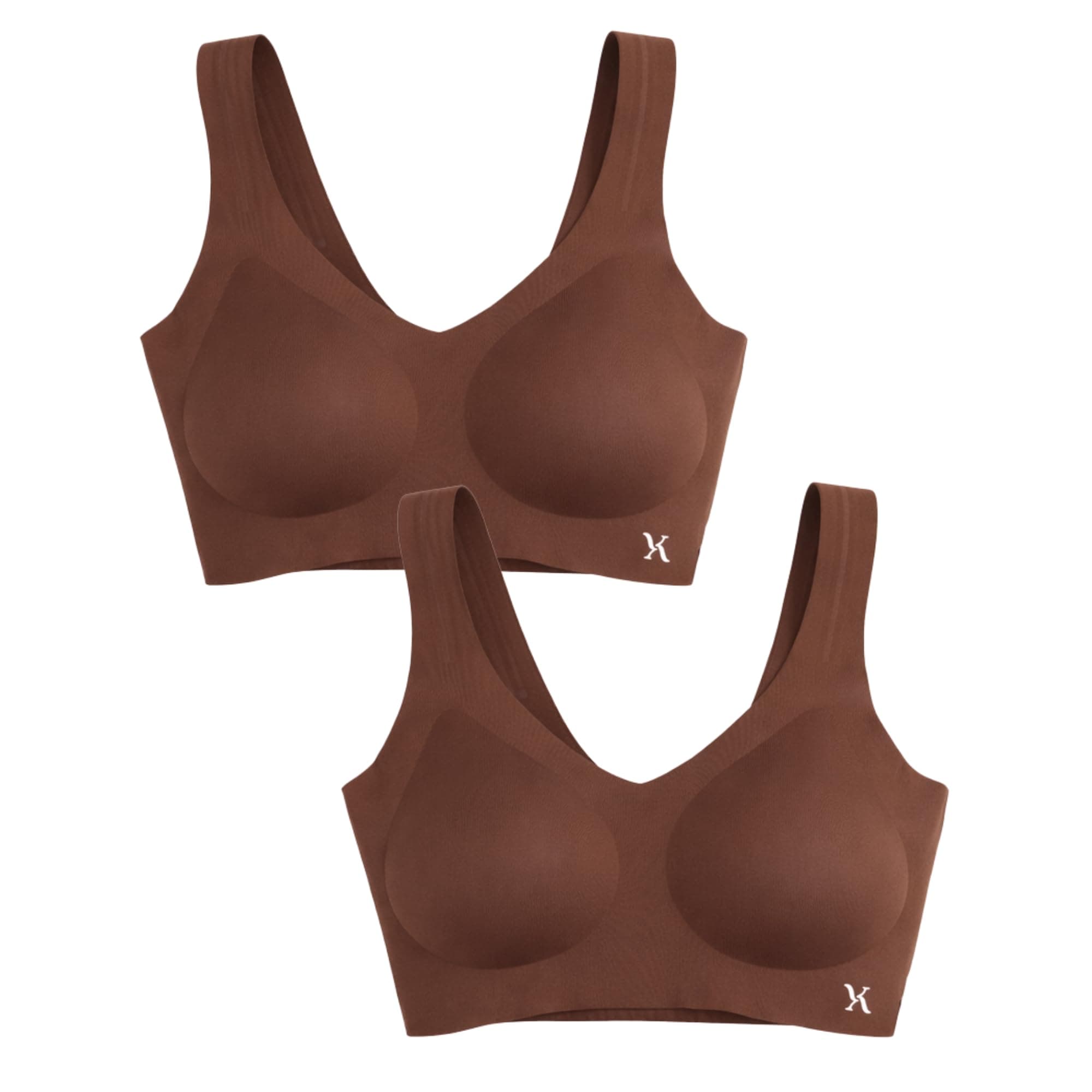 Krvvy Bralette Bra for Women | Bras to Wear at Home | Wirefree & High Coverage | Super Stretchable Fabric | Bra for Women | (Pack of 3) Cappuccino, XL| Women_Bralette Bra_Cappuccino_03_XL