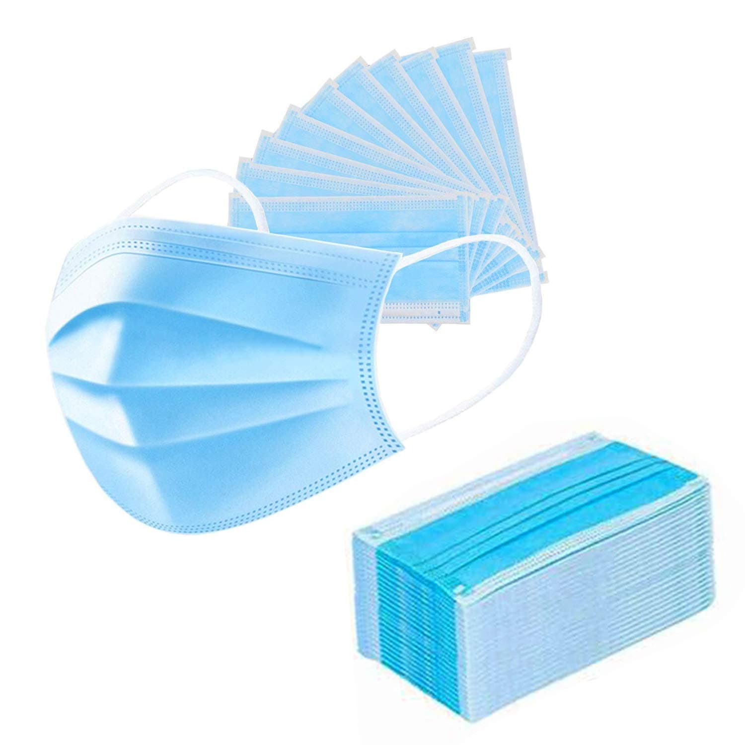 SURGICOMFORT disposable 3ply surgical face mask (pack of 100, Blue, Without Valve, non woven fabric) for Unisex