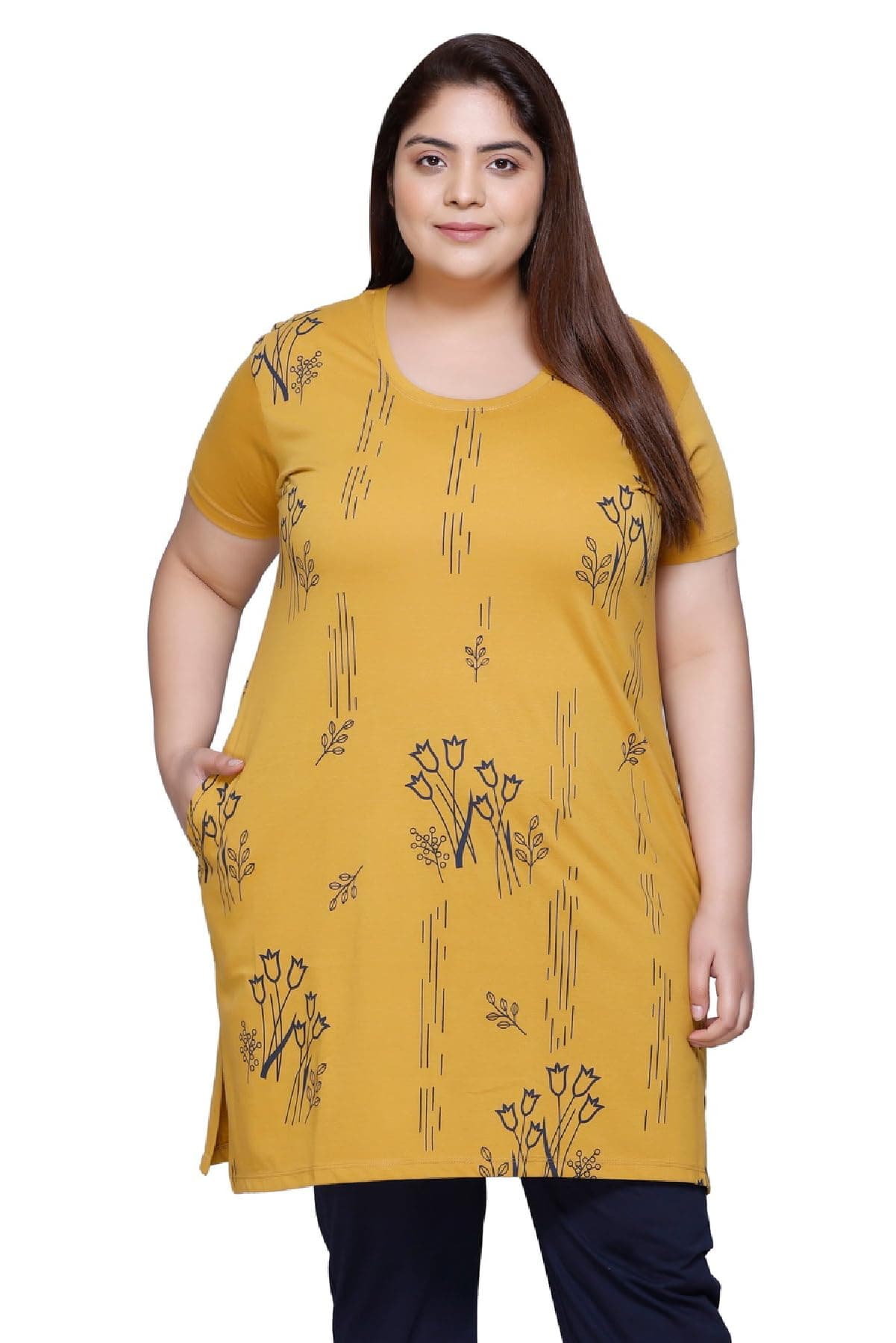 RYSH Women's Half Sleeve Plus Size Cotton Printed T-Shirt