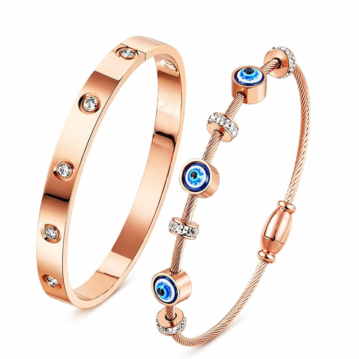 MEENAZ bracelets for women Stylish Bangles for women Adjustable Anti Tarnish Bracelet for girls rose gold Kada for Women Accessories Anti Tarnish Jewellery for woman Stainless Steel Cuff kadas gifts Combo