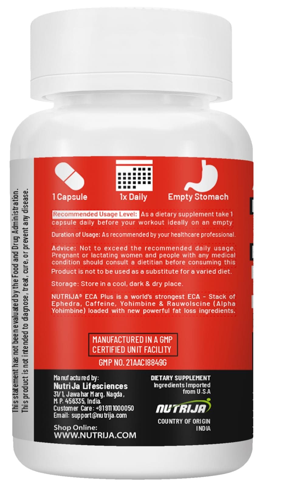 NutriJa ECA PLUS - Strongest ECA version of 10 Powerful Weight Loss Ingredients - 60 Servings