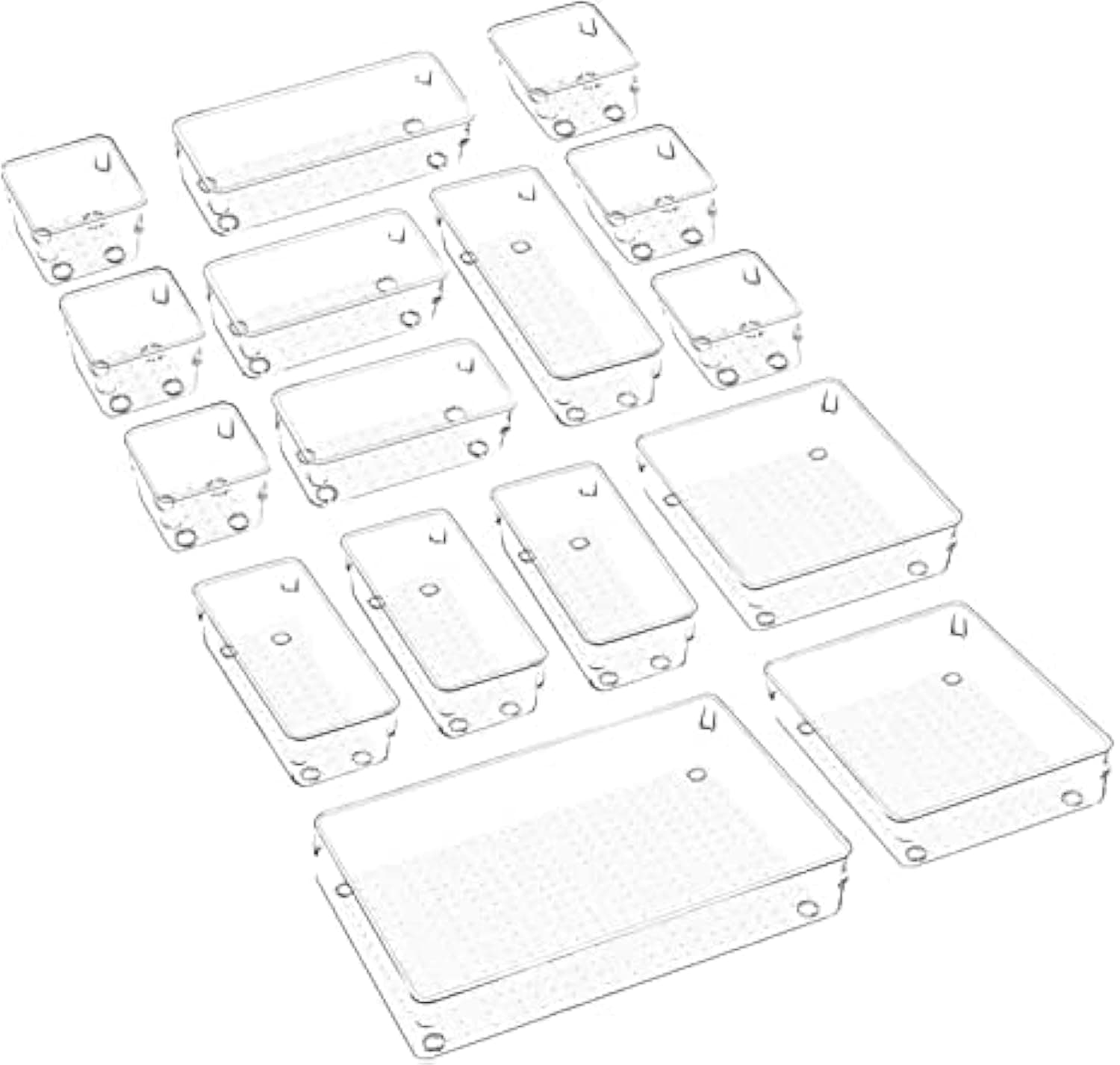 Snazzy Clear Plastic Drawer Organizers 5-Size Versatile Makeup Drawer Organizer Trays Vanity Storage Bins For Jewelries, Kitchen Utensils And Office Gadget (Transparent, 16 Pcs)