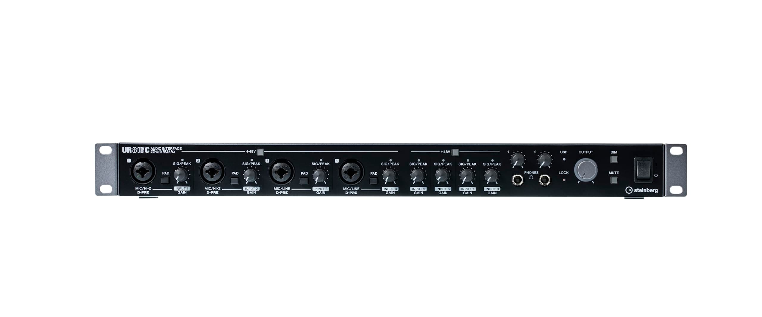 Steinberg UR816C Rackmountable USB 3.0 Audio Interface, 8-in/8-out, 32-bit/192kHz with with 8 XLR/TRS Combo Inputs, MIDI I/O, USB Bus Power, and Bundled Software - Mac/PC/iOS