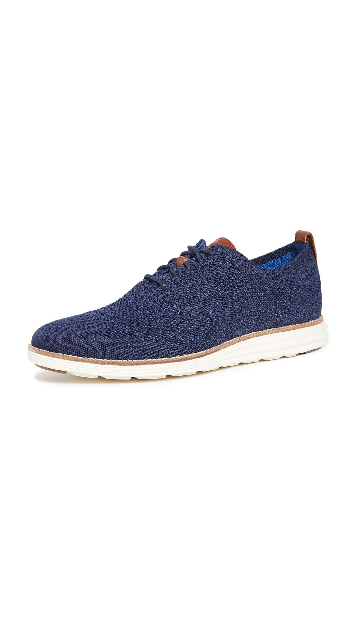 Cole Haan Men's Original Grand Knit Wingtip II Sneaker, Navy/Ivory, 13