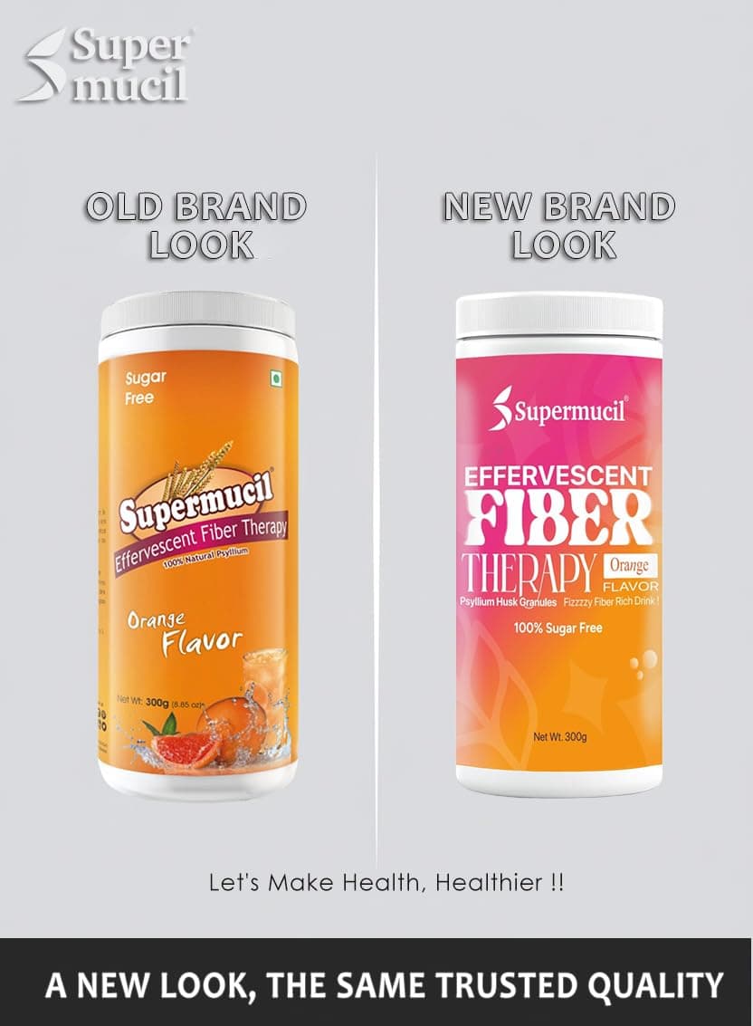 SUPERMUCIL Psyllium (Sat Isabgol) Effervescent Fiber Therapy 300g | Orange Flavor Sugar Free | Digestive Health, Constipation Relief & Gut Cleanse