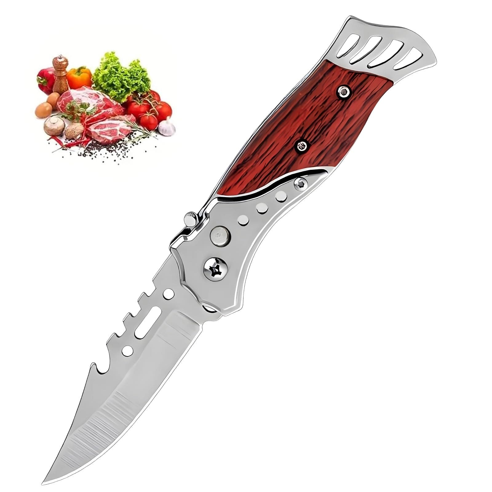 AADHIK Stainless Steel Knife with Wooden Handle, Portable Tool for Household Tasks, Kitchen, Office, Carton Opening, Packaging, DIY Projects, Compact Design