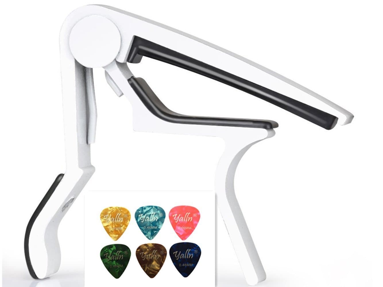 Mustang Guitar Picks Guitar Capo Quick Change Acoustic Guitar Accessories Trigger Capo Key Clamp White With Free 6 Pcs Guitar Picks