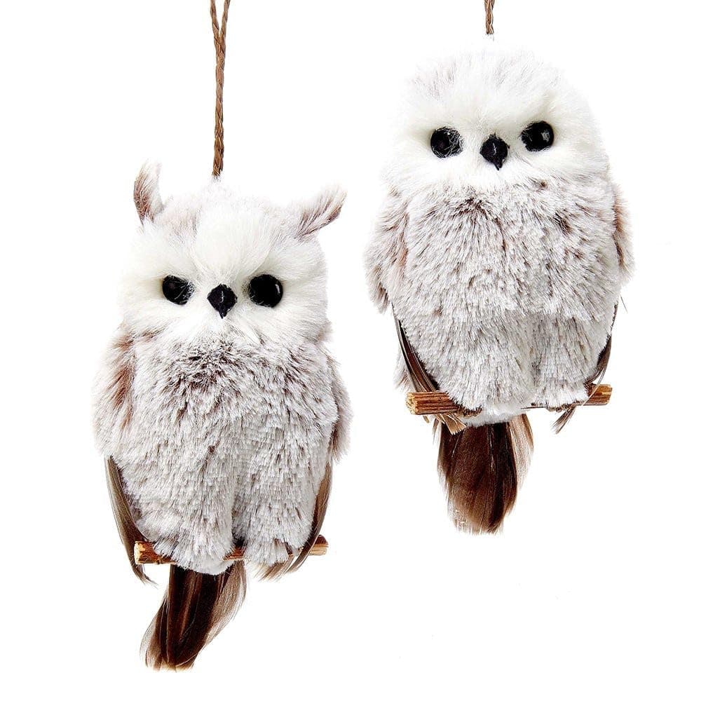 Kurt Adler 1 Set 2 Assorted Brown And White Owl Ornaments by Kurt Adler