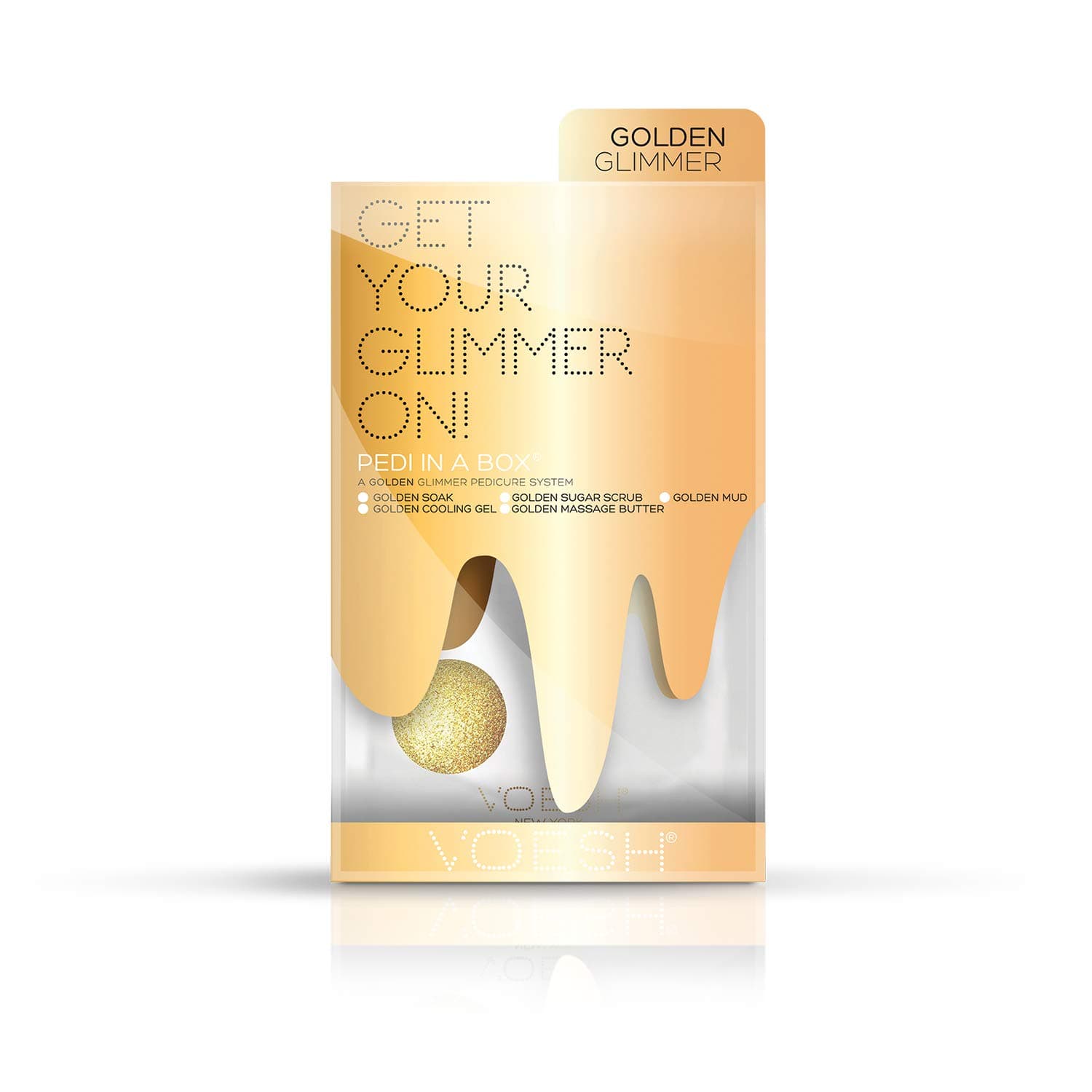 VOESH Pedi In A Box Glimmer Spa Gold – Sparkling At-Home Pedicure Kit for Soft, Smooth Feet.