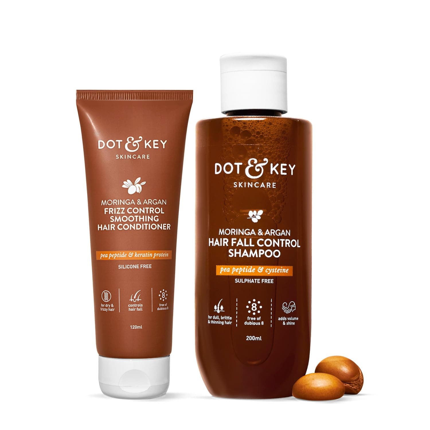Dot & Key Moringa Argan Shampoo & Conditioner Combo | Shampoo 200ml, Conditioner 120ml