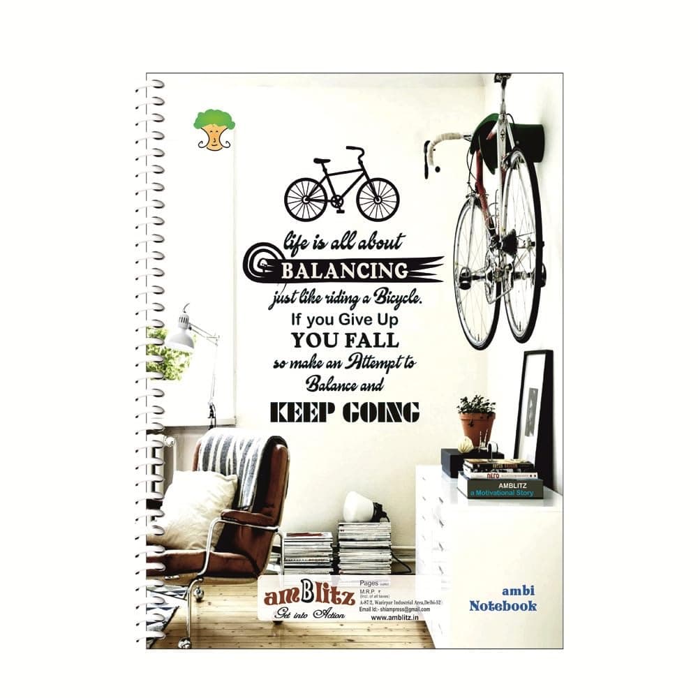 amblitz Spiral Notebook | UnRuled | 400 Pages | 70GSM Thick Paper | Size A4 (21 X 29.7 CM) | Student Notebook |