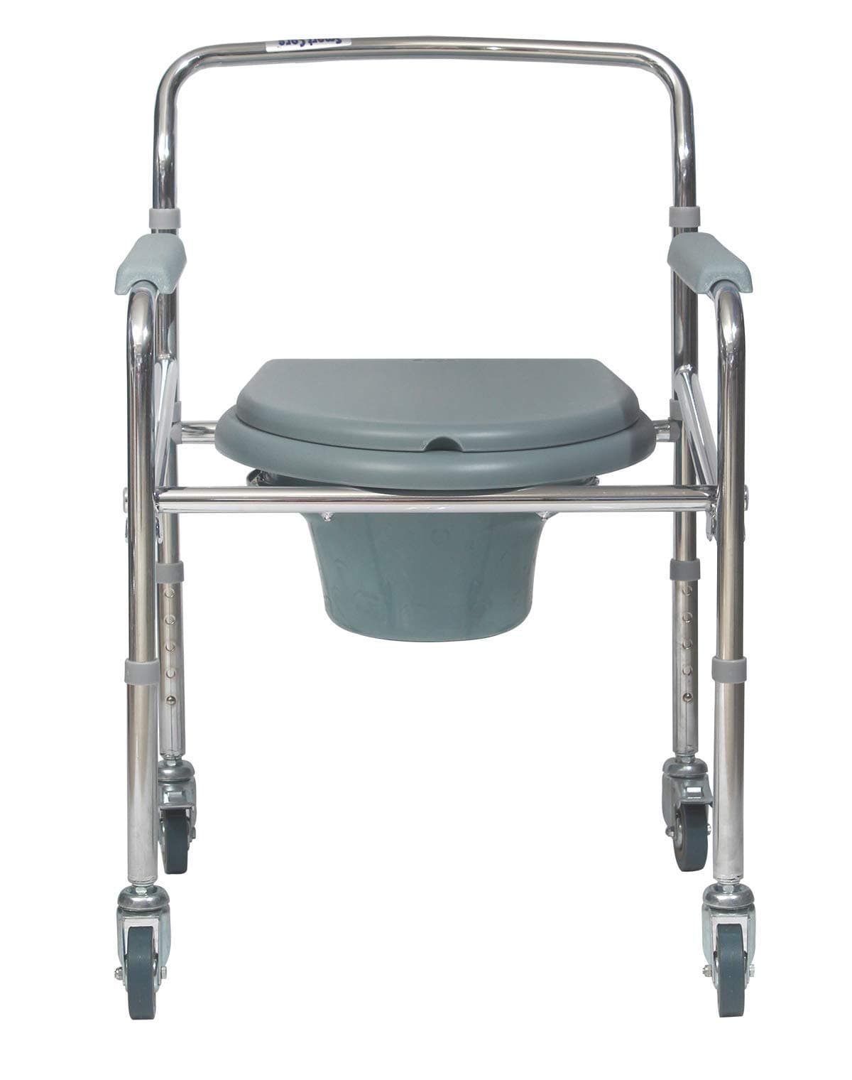 SMARTCARE Portable Height Adjustable Commode Chair with Commode Pot (WITH WHEEL)