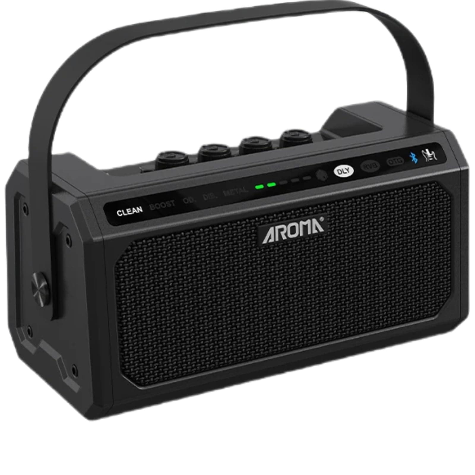 AROMA TG-08 Portable Electric Guitar Amplifier with Bluetooth 5.0, USB-C Rechargeable Battery, 8W Power, DSP Effects (Clean/Overdrive/Delay/Reverb), 20 Rhythms and Metronome - Ideal