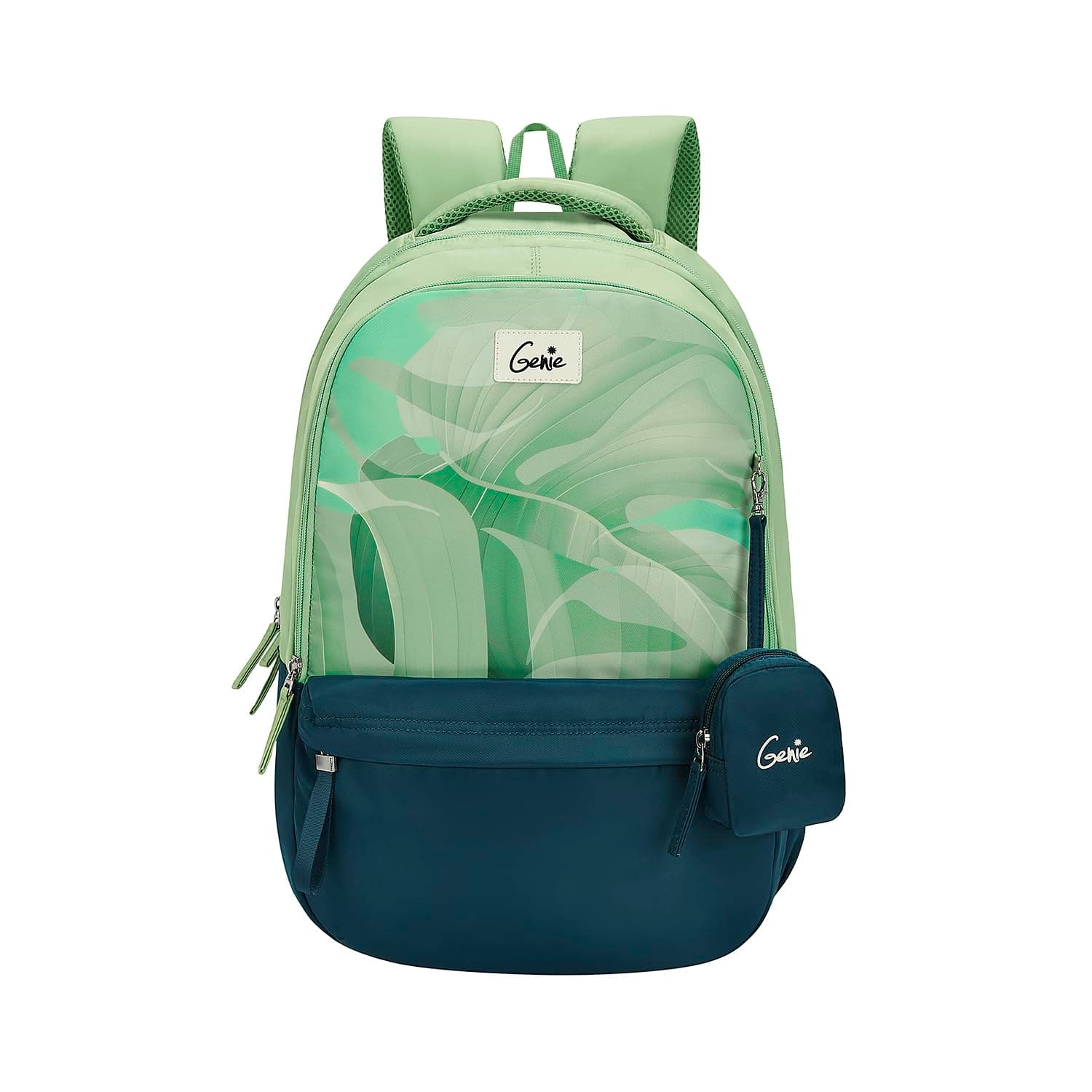 Genie Celia School Backpack For Girls |19 In-40 Ltr with Laptop Sleeve, Rain Cover and Three Compartments with Padded Shoulders |Best for Books,Stationery,Lunch Box & Essentials - Dark Green