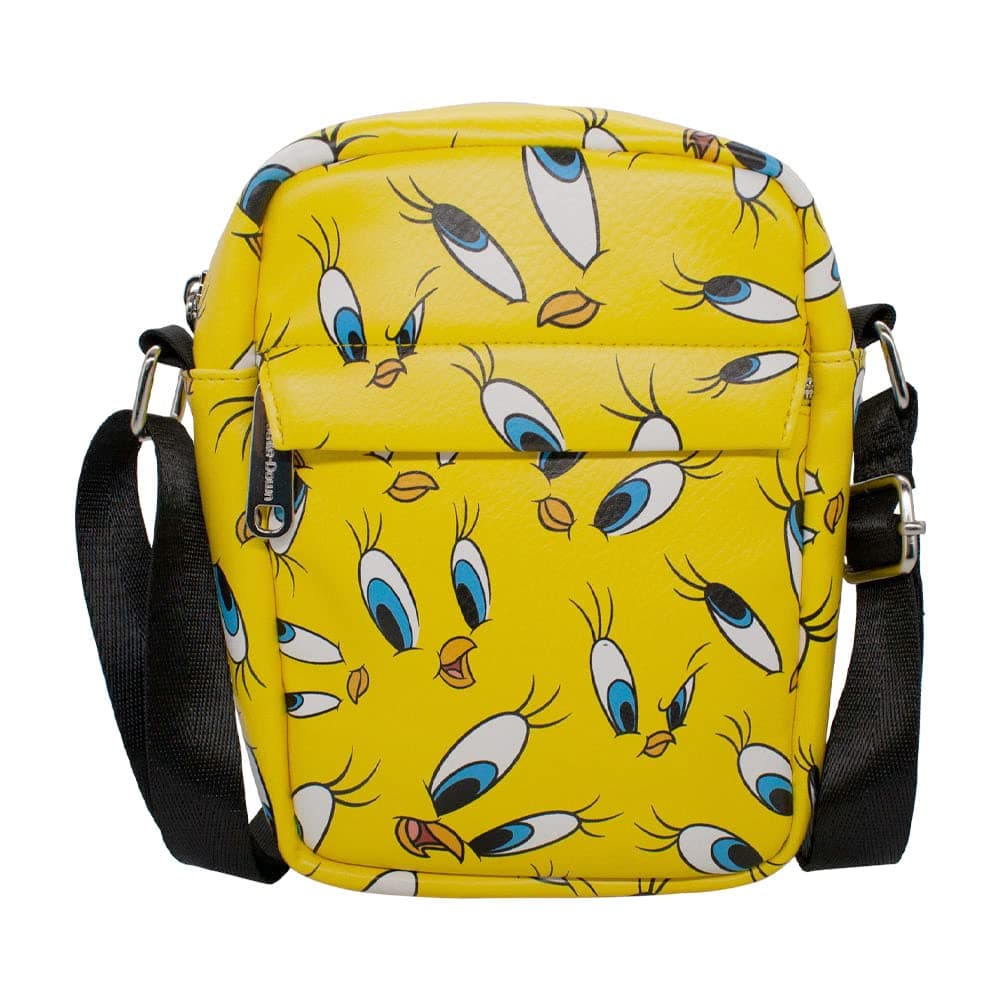 Looney Tunes Bag, Crossbody, Tweety Expressions Scattered, Yellow, Vegan Leather, Tweety, 8.0" x 6.5"