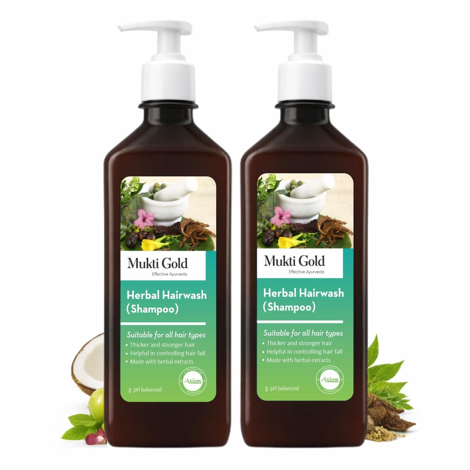 Jeevanras Mukti Gold Herbal Hairwash (Dispenser) - 400mL | Pack of 2 | Blend of 11 Ayurvedic Herbs | Make Hair shiny and Strong | Certified Product