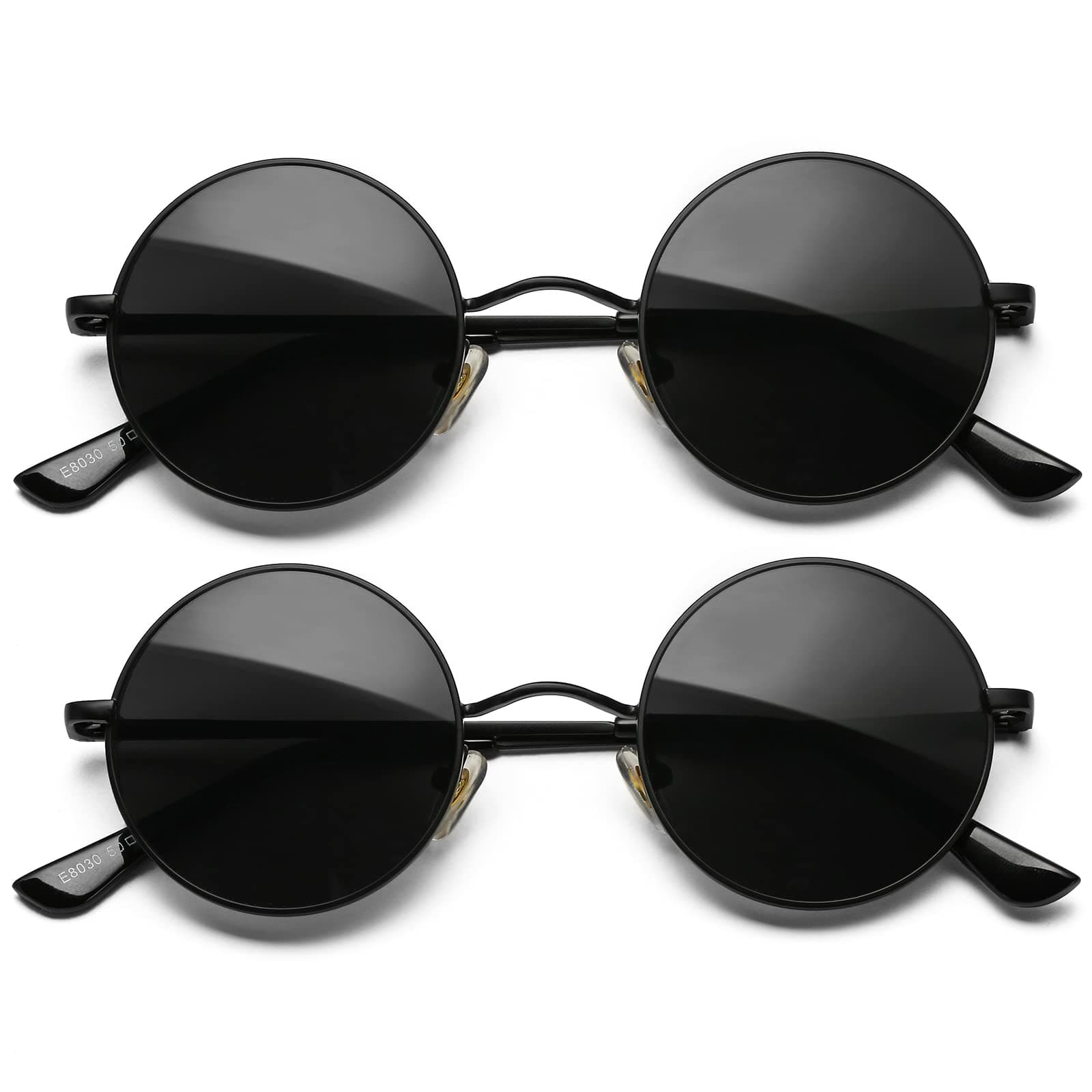 AIEYEZO Retro Round Glasses Circle Polarized Sunglasses for Women Men Small Round Sunnies (Gold/Purple Mirrored + Gold/Green Mirrored)