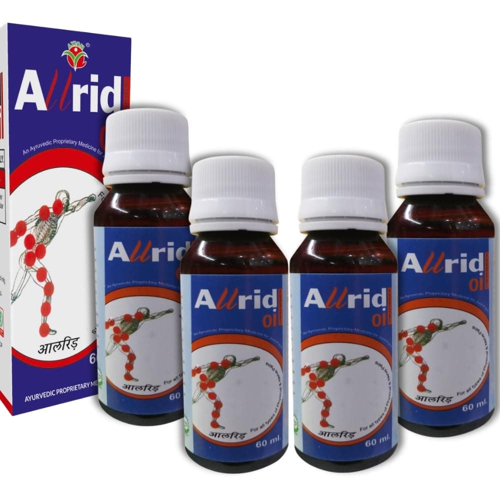 Jeevanras All Rid Oil 60ml (Pack of 4)|Ayurvedic Oil Helps for Joint, Knee & Back Pain|Enriched with Pudina, Kapur & Neelgiri Tail|Herbal Oil Helpful for Relief from Body Pain