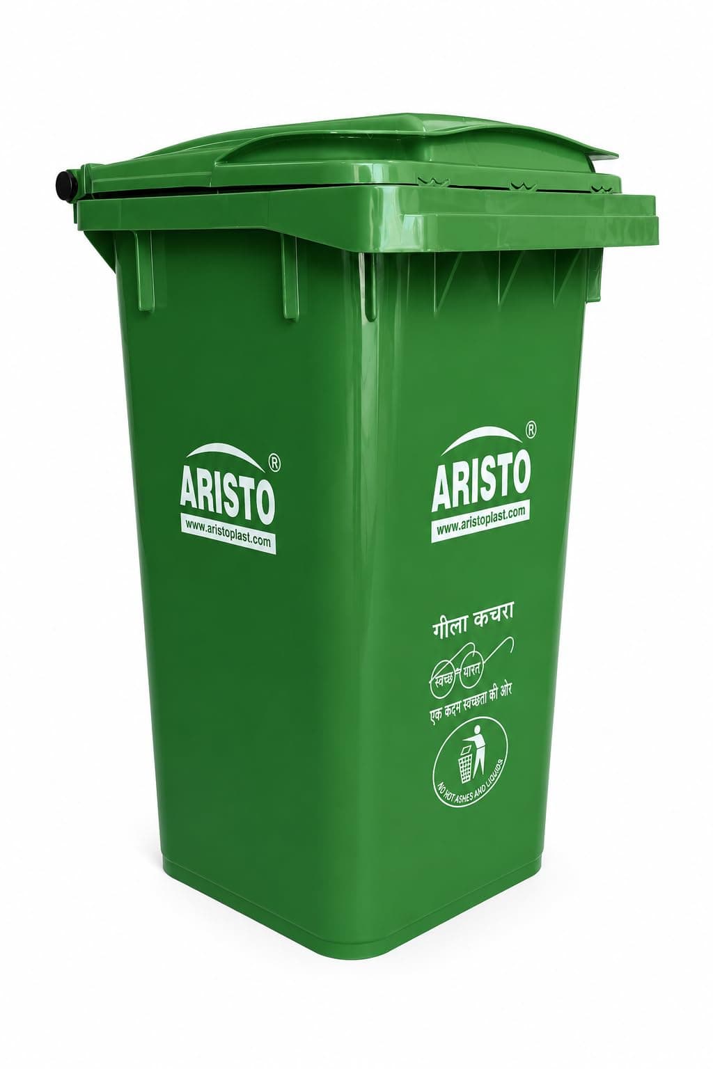 Aristo Plastic Manual-Lift Garbage Waste Dustbin with Out Wheel 90 LTR (Green)
