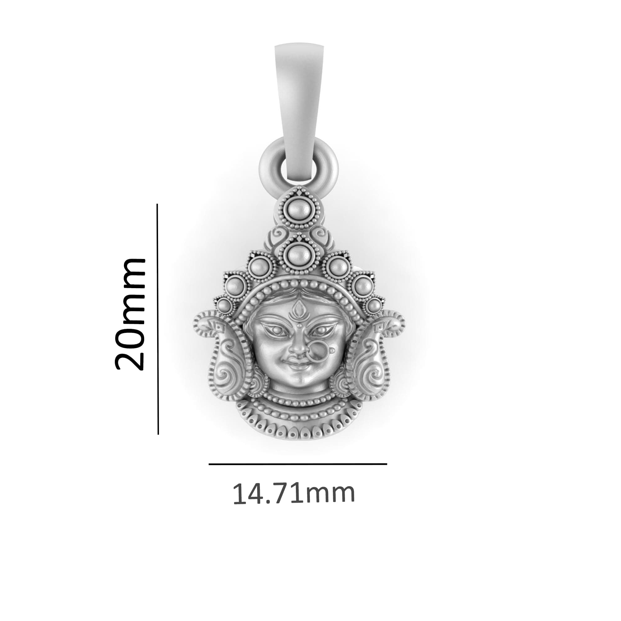 Akshat Sapphire 925 Sterling Silver Goddess Durga Maa Locket for Men & Women 925 Pure Silver Face Pendant - AAS-Durgamaa-Pendant-P