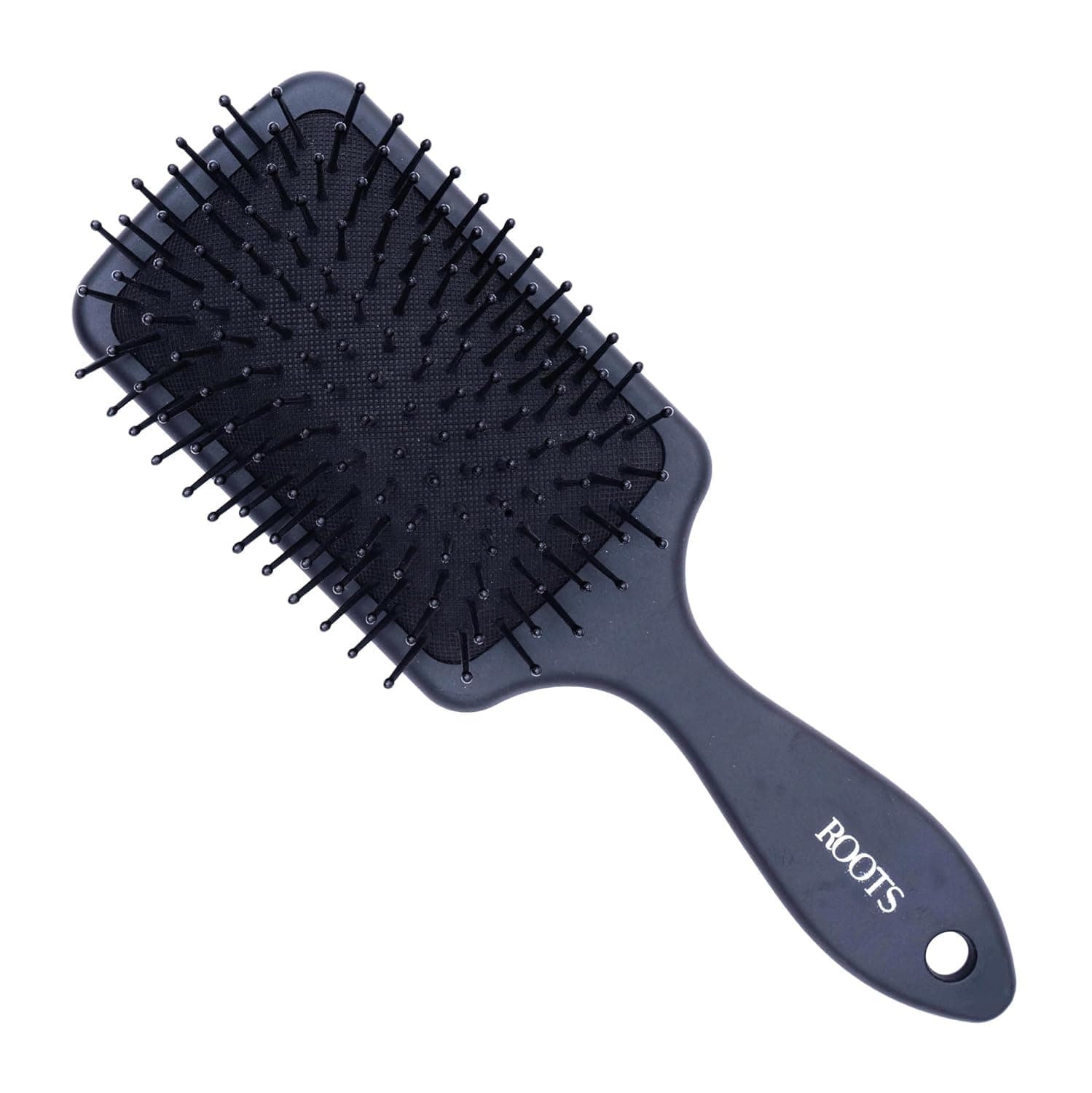 ROOTS Black Paddle Hair Brush | Rounded Ball Tip Bristles | Perfect Tool for Efficient Blow Drying | Prevent Scalp Scraping & Cuticle Damage | For Men & Women | Length - 8.5 Inch, Model No - PIP04
