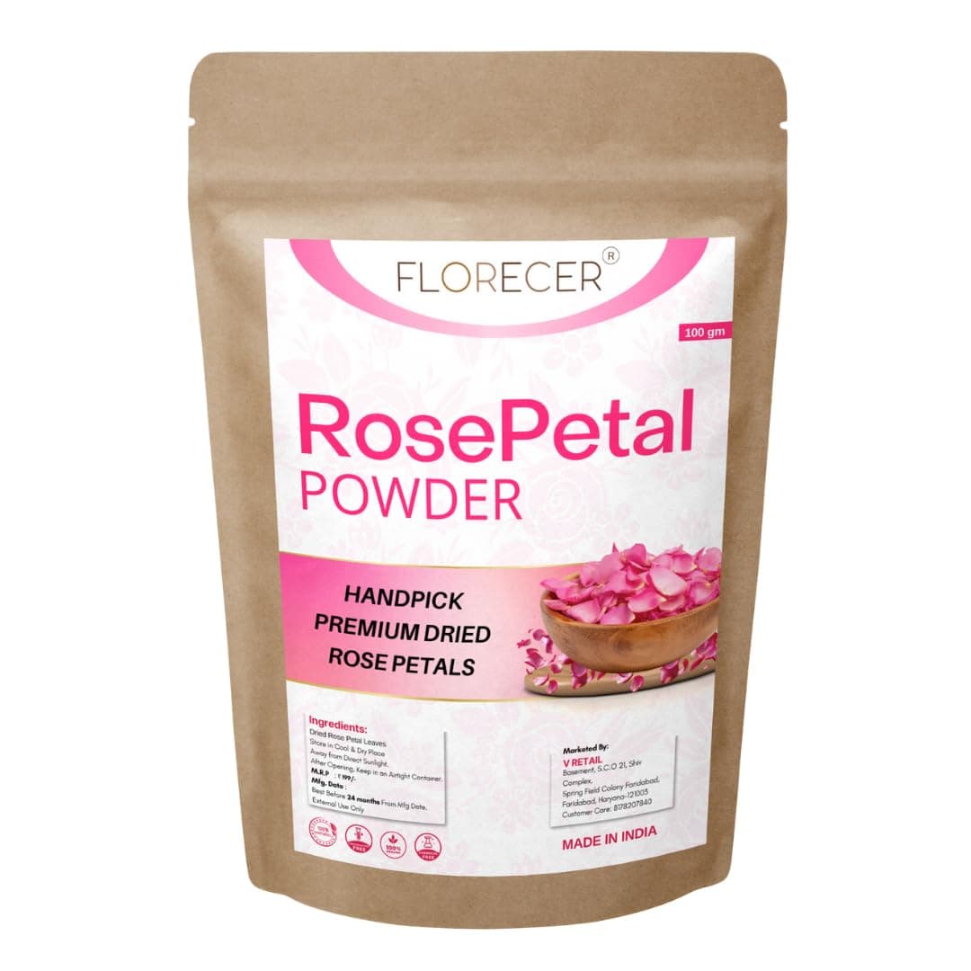 Florecer Organic Rose Petal Powder For face And Skin- 100 Gram