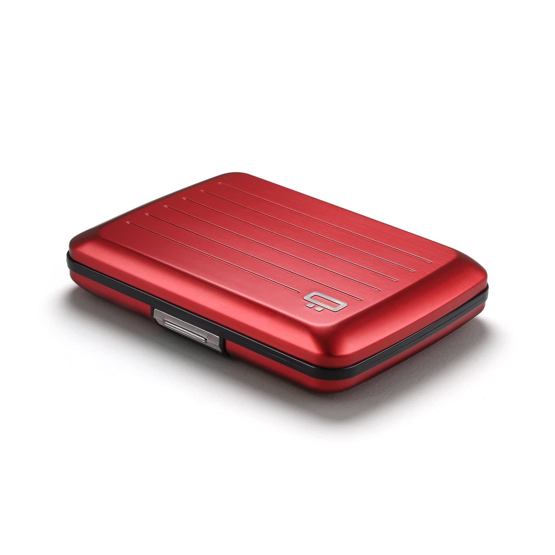 ÖGON -DESIGNS- Aluminum card holder with metal lock, RFID protection against fraud and demagnetization, compact wallet, Smart Case OSLO model, Aluminum Red, Taille unique, Minimalist