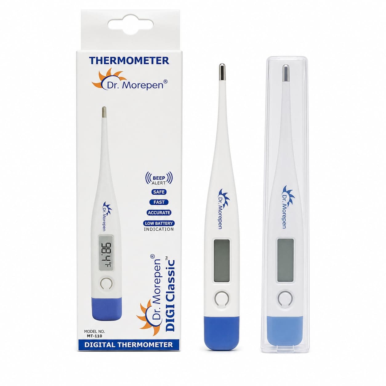 Dr. Morepen MT-110 Digital Thermometer with Fast Reading, Beep Alert, Low Battery Indication, Safe and Accurate Temperature Measurement