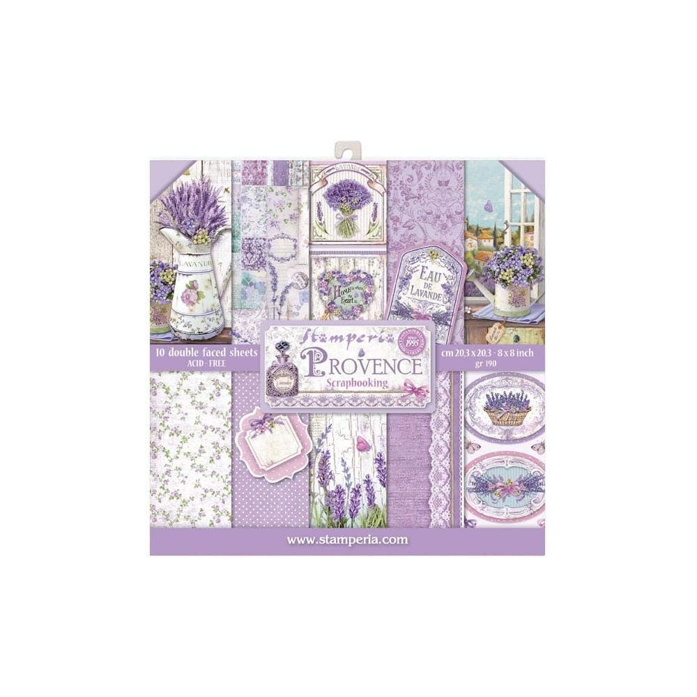 STAMPERIA INTERNATIONAL, KFT SBBS10 Paper PAD 8X8 10PK Provence, 20.3 x 20.3 (8" x 8"), Multicoloured
